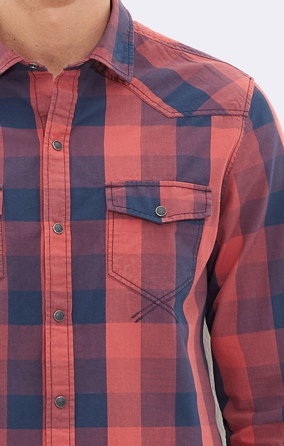 CHECKED SHIRT - BRICK RED - Mavi Jeans