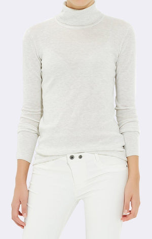 BASIC TURTLE NECK SWEATER LIGHT GREY MELANGE - Mavi Jeans