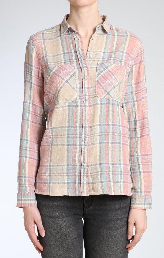 FITTED SHIRT IN SALMON CHECKED - Mavi Jeans