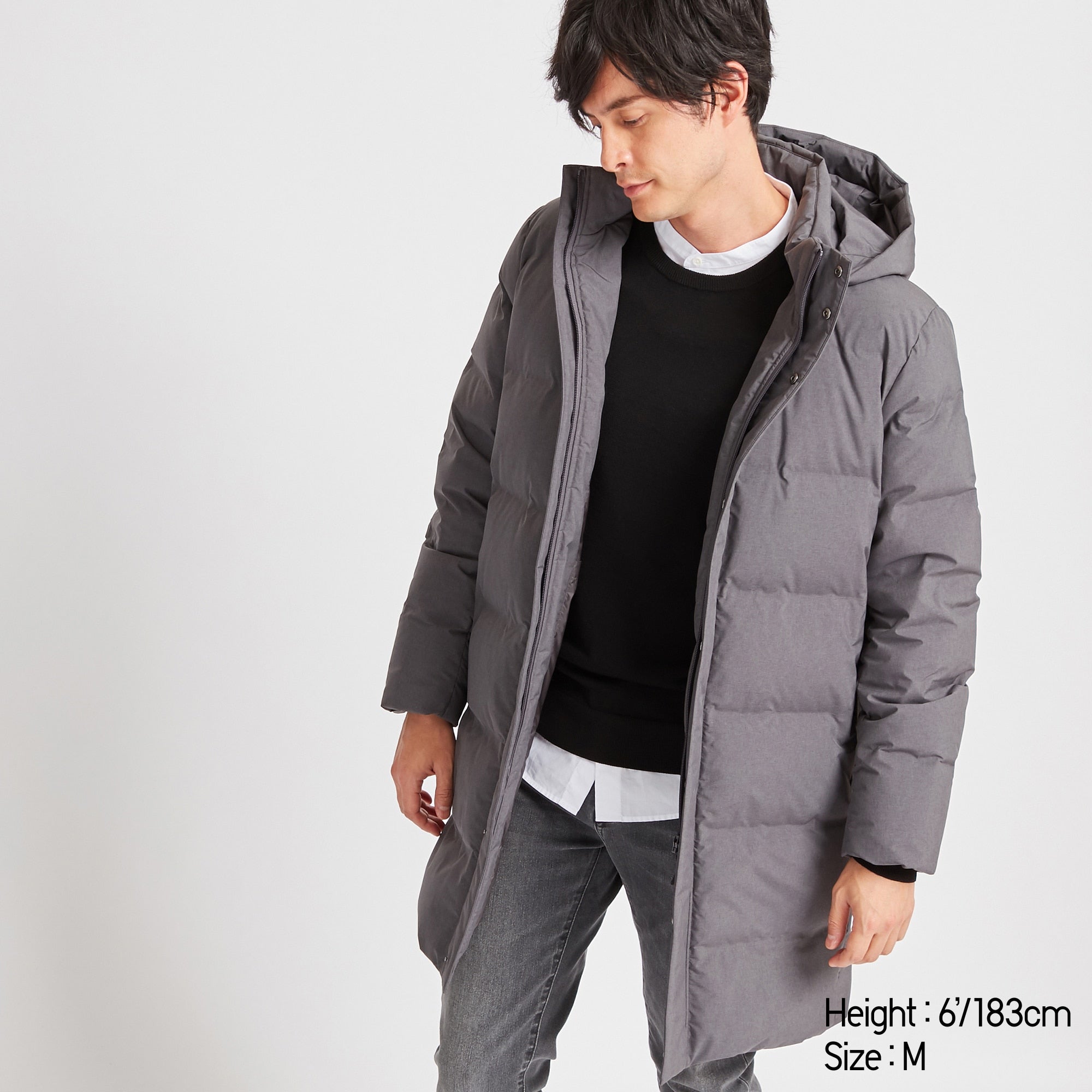 Men Seamless Down Hooded Coat | Gray