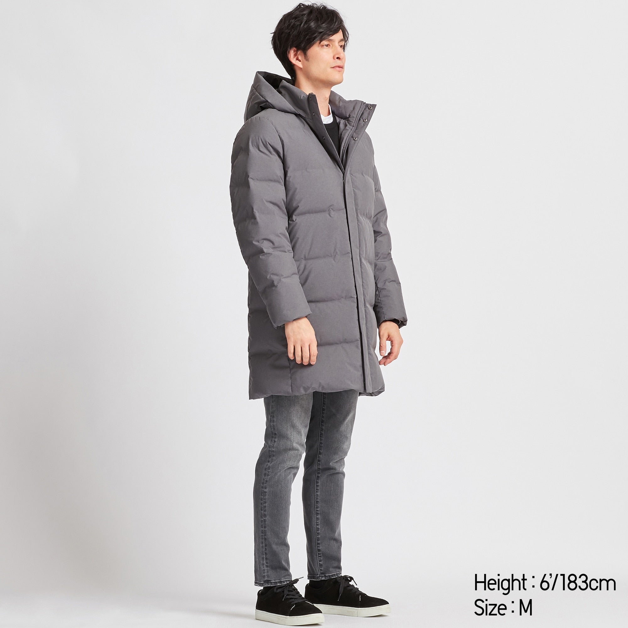 Men Seamless Down Hooded Coat | Gray