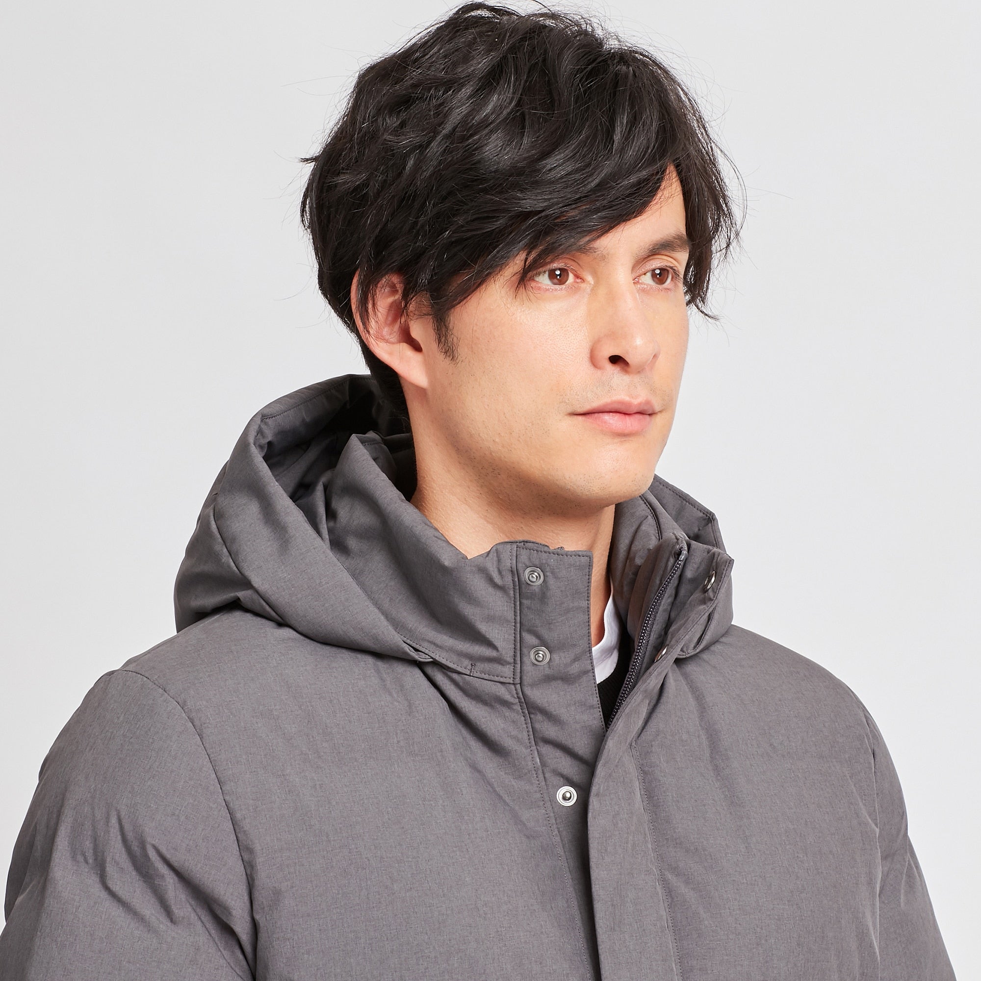 Men Seamless Down Hooded Coat | Gray